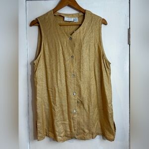 Sleeveless Gold Button-Up Top